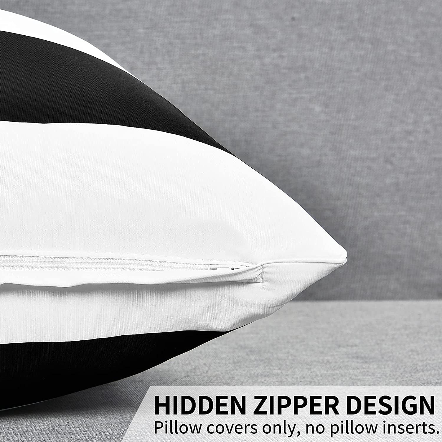 2 Pack Black and White Striped Throw Pillow Covers 18 X 18 Inch Outdoor Patio Pillows Cushion Cover Waterproof Pillow Cases for Couch Pillows Sofa