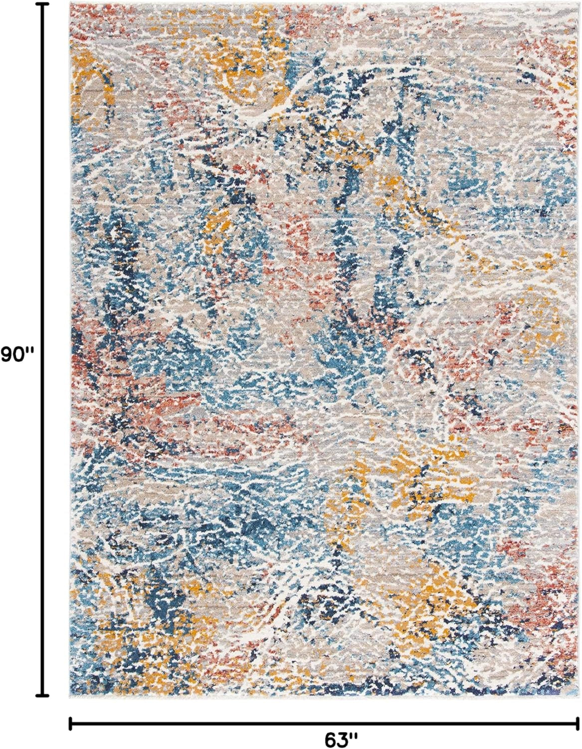 Madison Collection Area Rug - 5'3" X 7'6", Grey & Orange, Modern Abstract Design, Non-Shedding & Easy Care, Ideal for High Traffic Areas in Living Room, Bedroom (MAD494F)