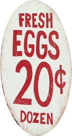 Fresh Eggs 20 Cents Metal Sign - Vintage Farmhouse Eggs Sign for Kitchen, Dining Room, or Chicken Coop