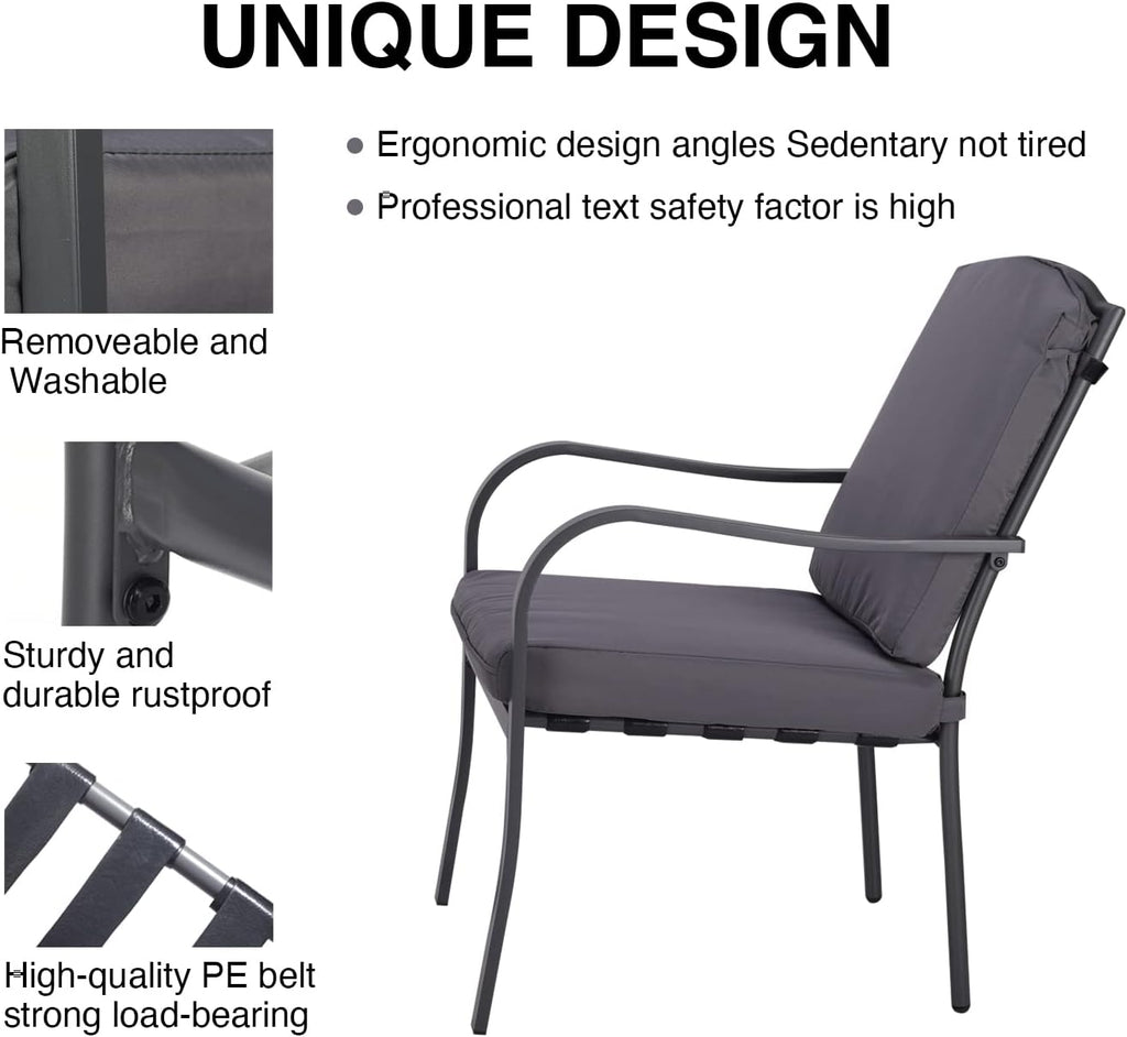 3 Pieces Outdoor Furniture,Patio Table and Chairs, Dinning Table and Chais, Patio Conversation Set, Porch Patio Set, Furniture Patio All-Weather Outdoor Patio Furniture (Stone Grey)