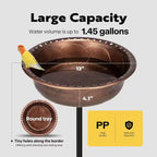 29 In. H round Polyresin Garden Birdbath with Metal Stake in Bronze