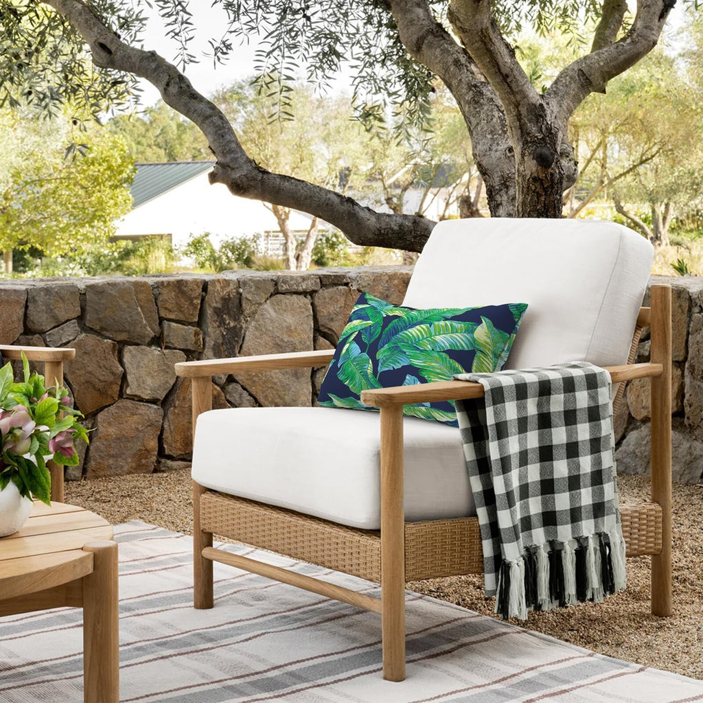 Pack of 2 Waterproof Outdoor Lumbar Pillow with Inserts, Rectangle Decorative...