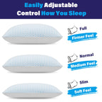Shredded Memory Foam Pillows Cooling Pillows for Bed Sleeping Standard Size Set of 2 Pack