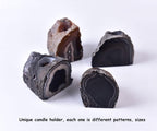 Agate Candle Holder Multi-Functional Décor 1-1.5Lb Pillar Candles & Makeup Brush Storage | Irregular Half-Cut Design | Meditation Desk Accent | Spiritual Starter Gift