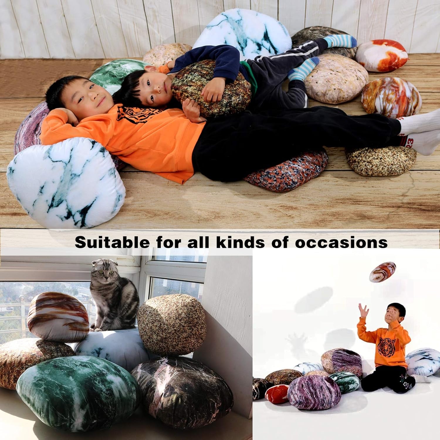 10 Pieces Set 15X15In Large Rock Pillows Cover for Kids Gaming Room Decoration Pillows Case for Bedroom Nursery Cushion Cover Christmas Tree Decoration Pillows Covers