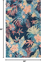 Aspen Collection Area Rug - 5' X 8', Blue & Pink, Handmade Botanical Wool, Ideal for High Traffic Areas in Living Room, Bedroom (APN524N)