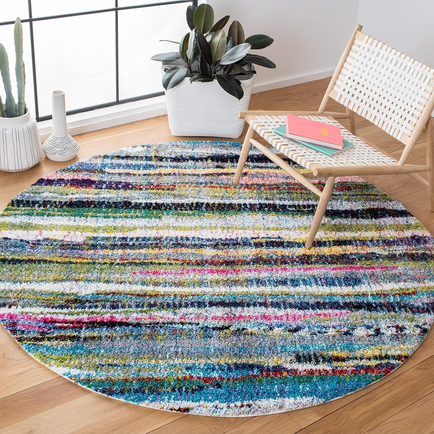 Fiesta Shag Collection Area Rug - 9' X 12', Multi, Modern Abstract Design, Non-Shedding & Easy Care, 0.5-Inch Thick Ideal for High Traffic Areas in Living Room, Bedroom (FSG367M)