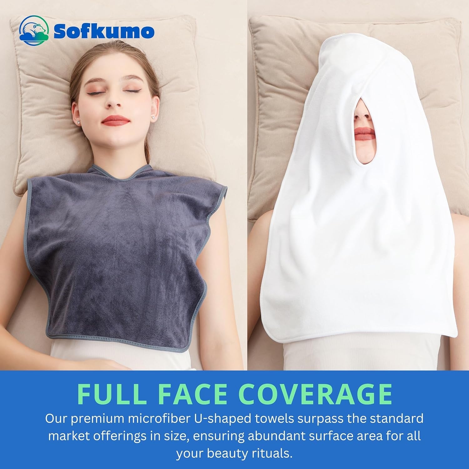 Microfiber Facial Towels - Set of 5 Spa Face Towels for Women, Professional Esthetician Supplies and Esthetician Essentials, Extra Soft, Large U Shaped Massage Spa Towels