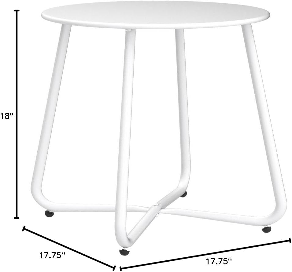 Outdoor Side Table 18-Inch round End Table Accent Table for Bistro Balcony Apartment White
