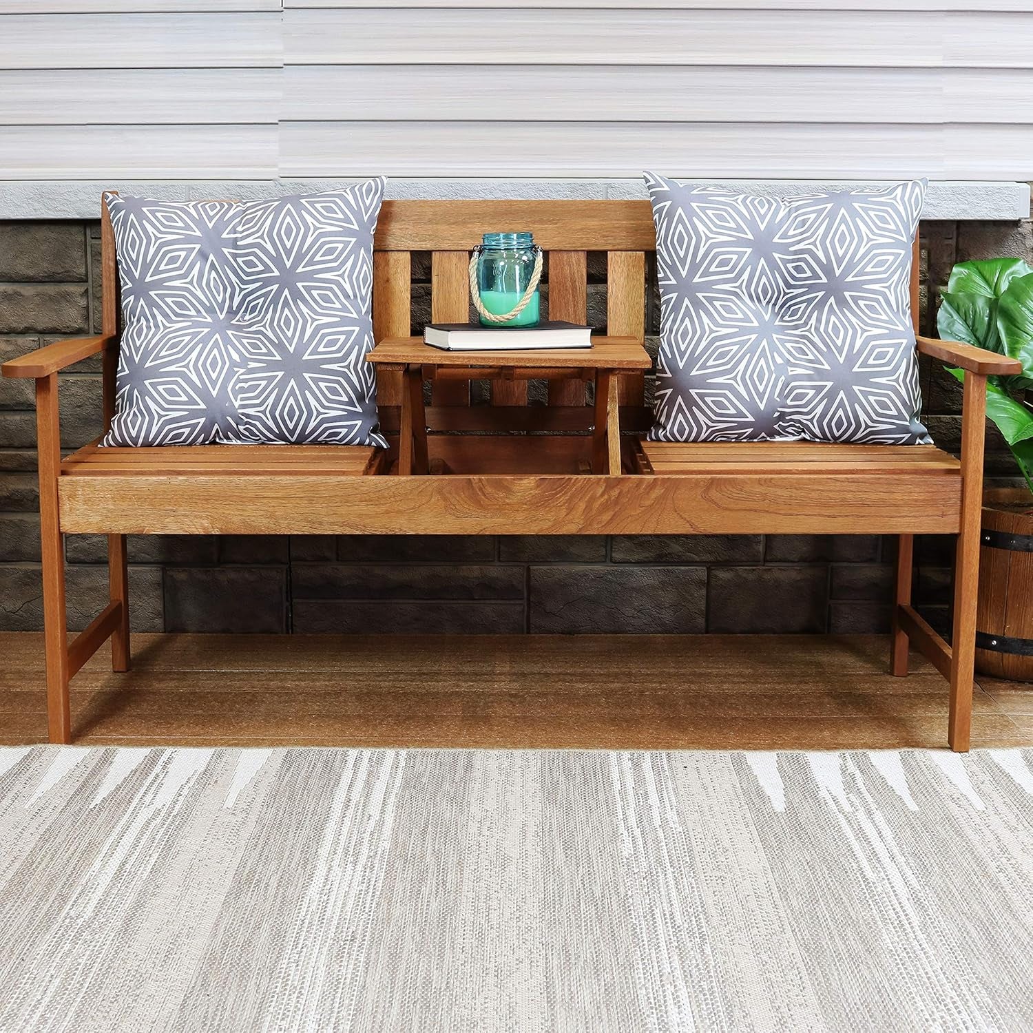 Tufted Indoor and Outdoor Decorative Throw Pillows - 19-Inch Square Patio Cushions Set of 2 - Weather-Resistant Polyester - Gray Geometric