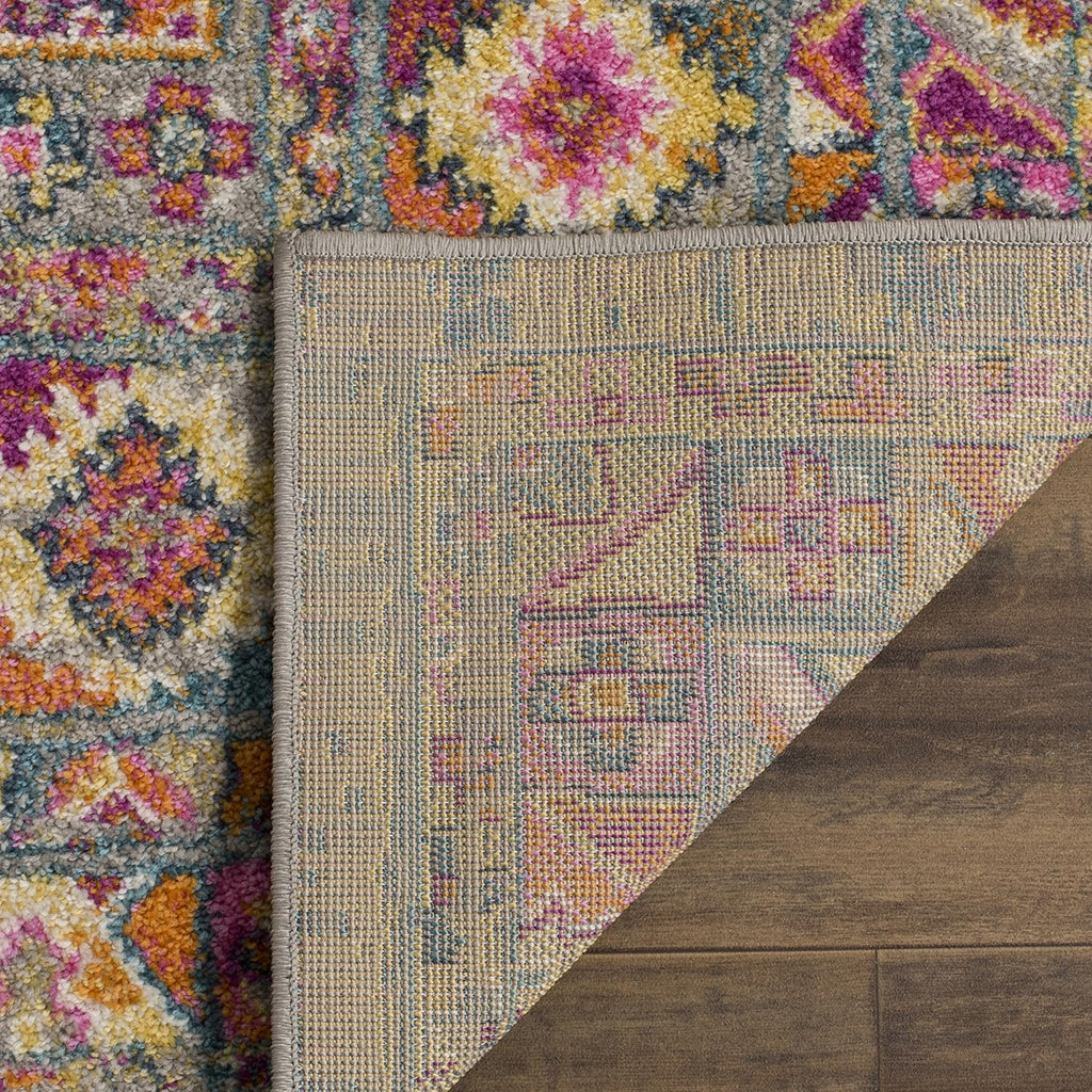 Madison Collection Accent Rug - 4' X 6', Light Grey & Fuchsia, Boho Chic Medallion Design, Non-Shedding & Easy Care, Ideal for High Traffic Areas in Entryway, Living Room, Bedroom (MAD133G)