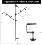 Deck Bird Feeder Pole, 42 Inches, Multiple Hooks, Adjustable, Detachable, Heavy Duty Steel, Stable, Black, Birdfeeders Porch for Deck Kit for outside Bird Feeders and Plant Hangers