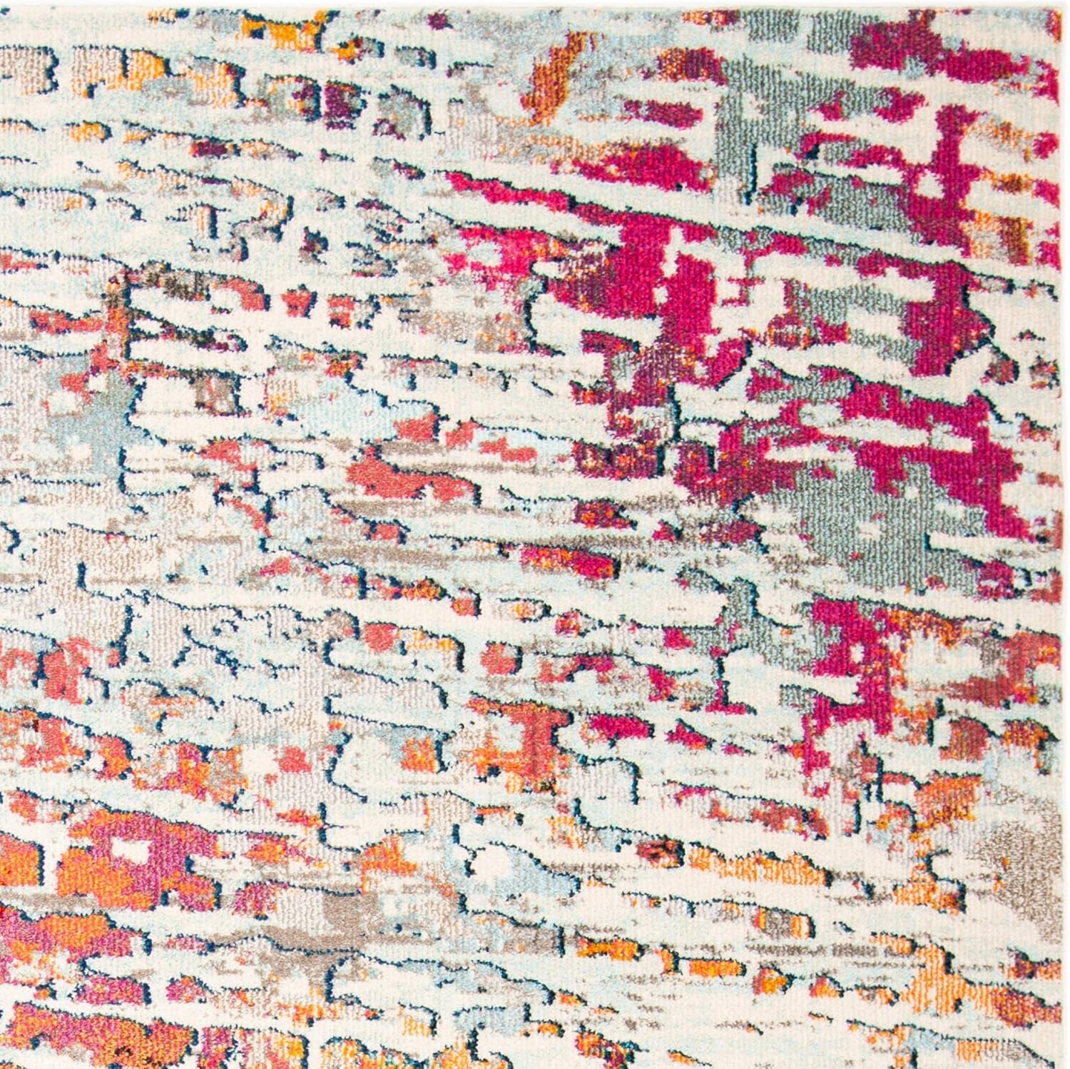 Madison Collection Accent Rug - 4' X 6', Light Blue & Orange, Modern Abstract Design, Non-Shedding & Easy Care, Ideal for High Traffic Areas in Entryway, Living Room, Bedroom (MAD454B)