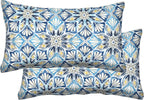 Outdoor Lumbar Toss Pillow Set, 20" W X 12" L, Beryl Pacific Blue Outdoor Pillows