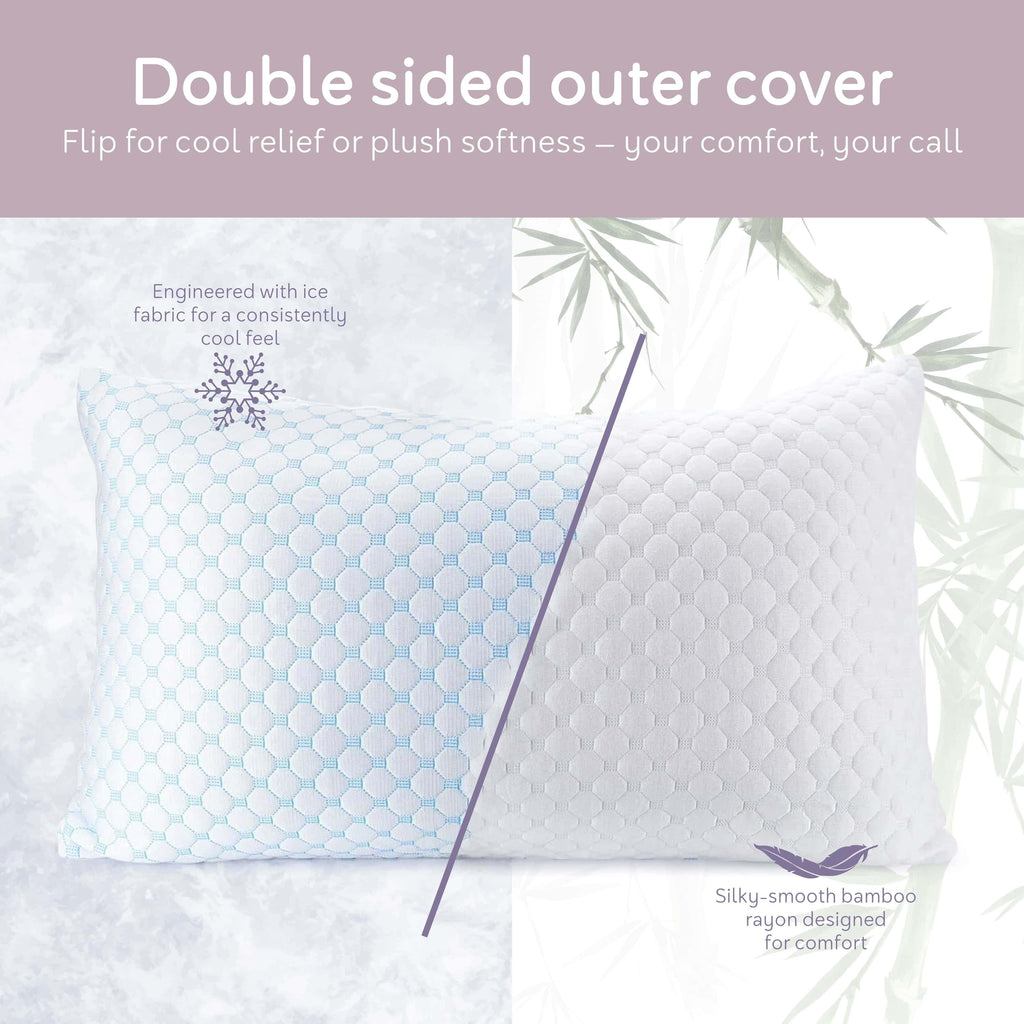 Temperature Queen Pillows Set of 2, Regulating and Adjustable Soft Memory Foam Cooling Bed Pillows Queen Size Pillows Set of 2, 20" X 30"