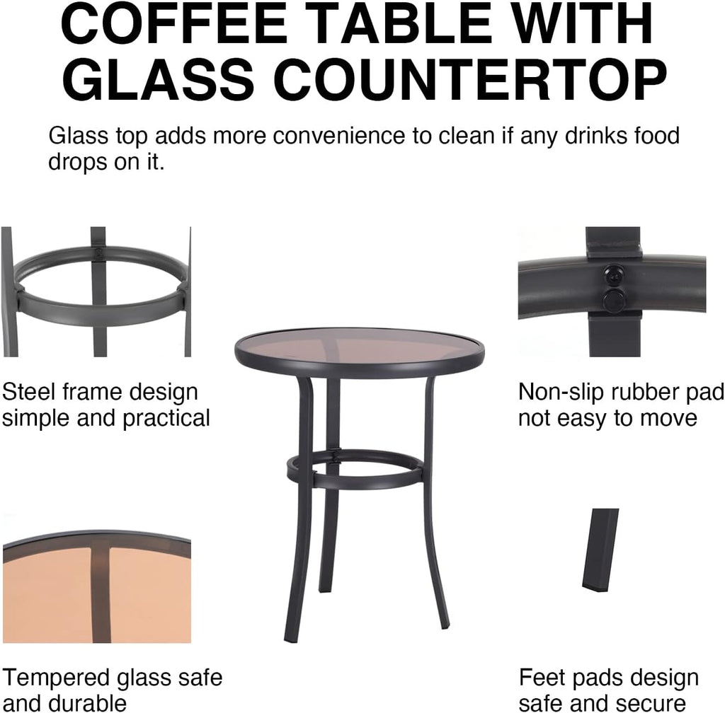 3 Pieces Outdoor Furniture,Patio Table and Chairs, Dinning Table and Chais, Patio Conversation Set, Porch Patio Set, Furniture Patio All-Weather Outdoor Patio Furniture