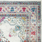 Area Rug 8X10 - Evoke Collection - Large - Cream & Fuchsia, Oriental Medallion Distressed Design, Non-Shedding & Easy Cleaning, Ideal for Living Room, Bedroom, Office, Dining Space (EVK250A)