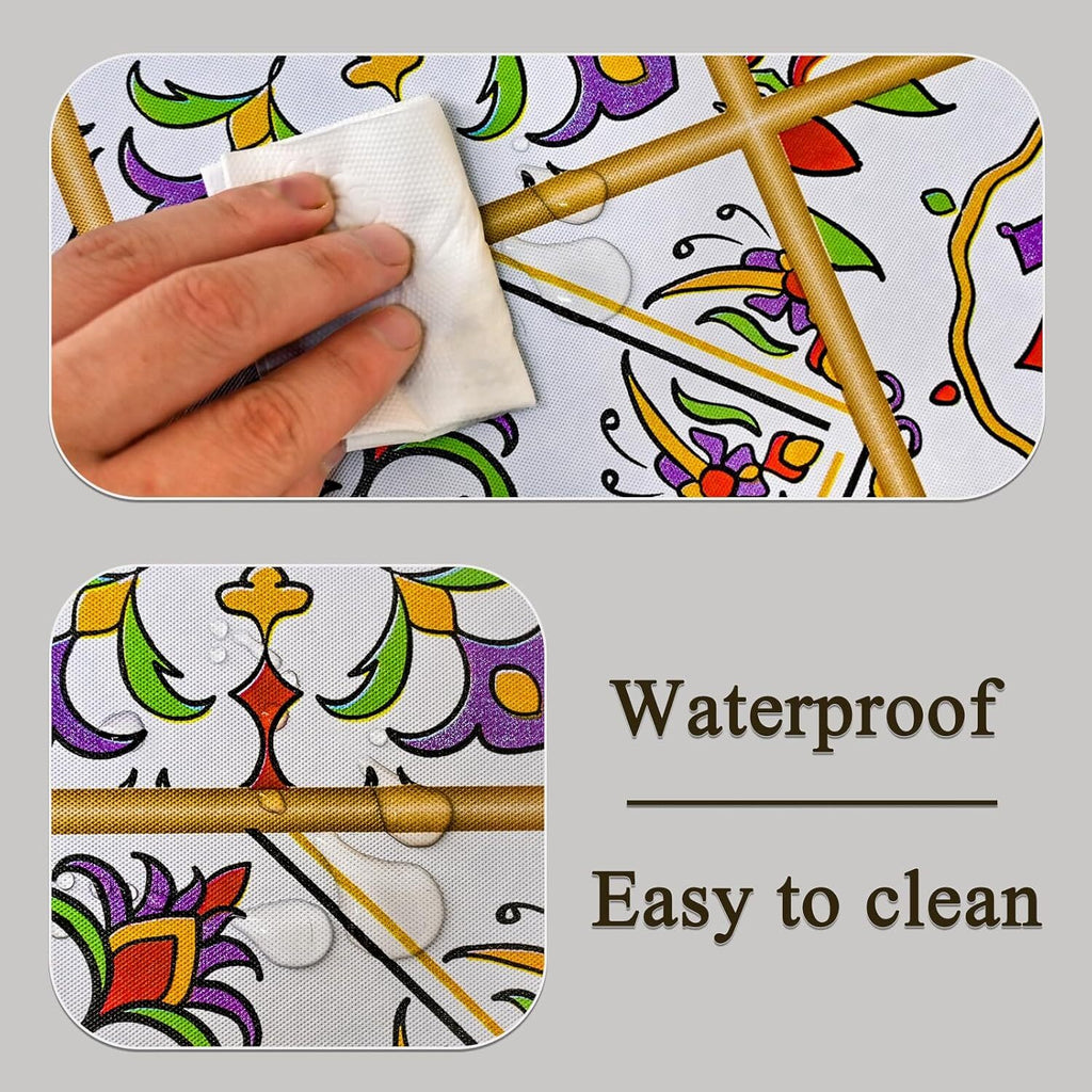 Rectangle Table Cloth, Waterproof Vinyl Tablecloth with Flannel Backing, Table L