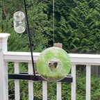 Bird Feeder, round Squirrel-Proof Wild Bird Feeder, Fly-Through Hanging Glass Design, Large Wreath-Shaped Bird Feeder, Mosaic Patterns for Outdoor Gardens and Yards Decoration, Green