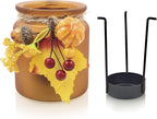 Fall Candle Holders Set of 6, Pumpkin Glass Votive Candle Holders, Amber Tea Lights Holders for Thanksgiving Table Decoration