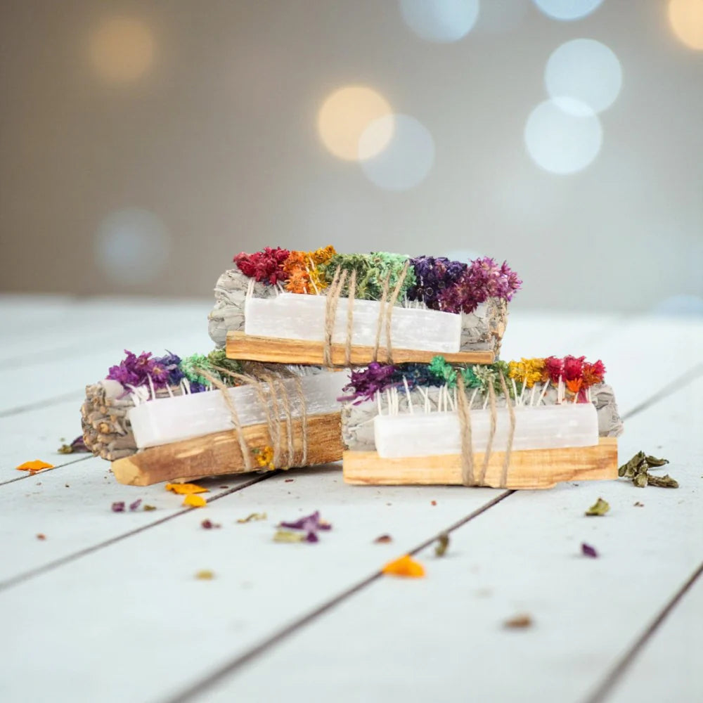 Smudge & Crystal Cleansing Bundle - Chakra Sage, Selenite