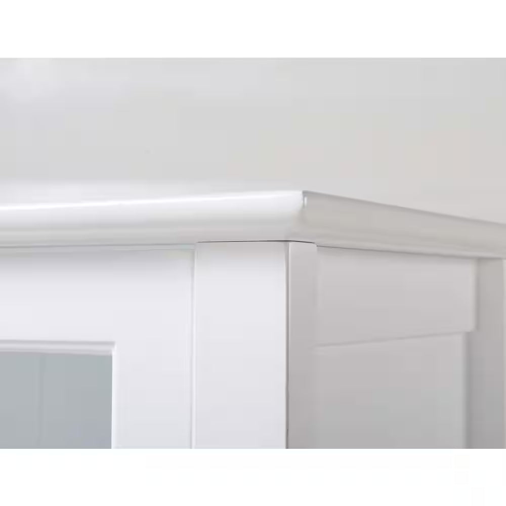 OS Home and Office White Glass Door Accent and Display Cabinet