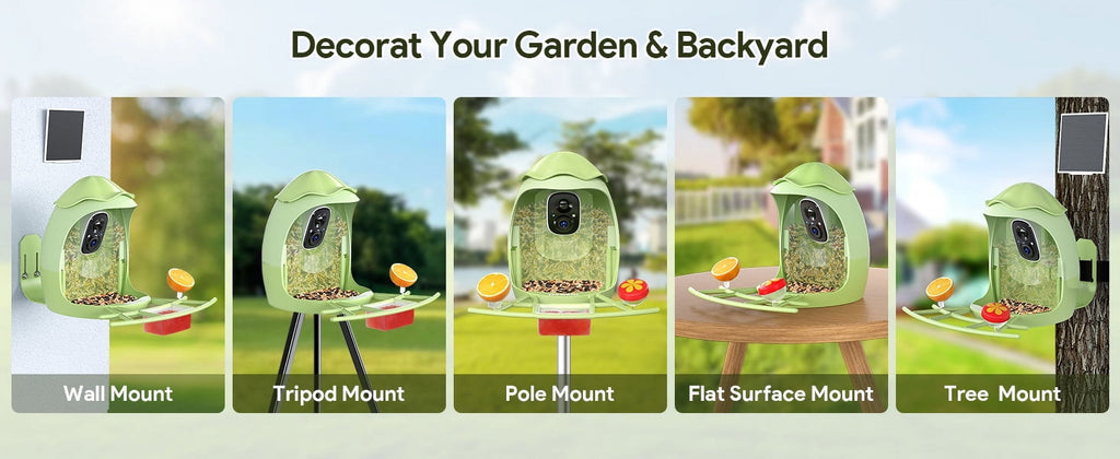 Smart Bird Feeder with Camera, AI Identify 10000+ Species, 1080P HD Bird Watching Camera with Solar Panel, Auto-Capture & Motion Detection, Ideal Gift for Bird Lovers