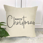 Merry Christmas Throw Pillow Cover, 18" X 18" Inch Decorative Xmas Sign Rustic Cushion Case, Farmhouse Home Winter Decoration Holiday Square Pillowcase Decor for Sofa Couch Cotton Linen
