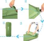 Double Camping Sleeping Pad Self- Inflating Camping Mattress with Pillows Memory Sponge Filling Sleeping Mats for Truck Tent - Green