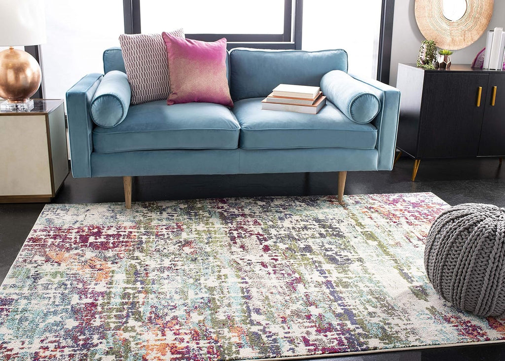 Madison Collection Accent Rug - 4' X 6', Blue & Green, Modern Abstract Design, Non-Shedding & Easy Care, Ideal for High Traffic Areas in Entryway, Living Room, Bedroom (MAD469A)