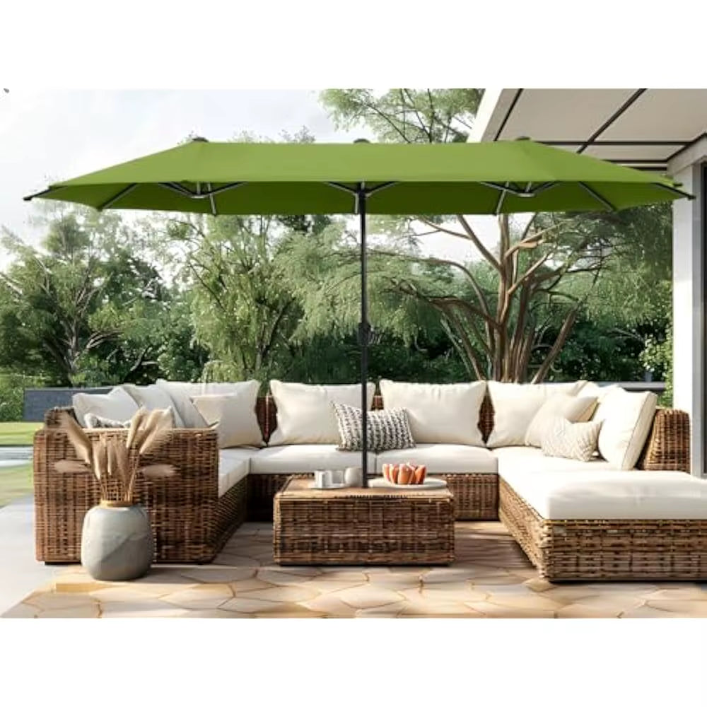 13 FT Patio Umbrella, Patio Umbrellas Double-Sided Twin Outdoor Market Umbrellas with Crank, Outdoor Patio Umbrella