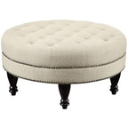Elchin round Upholstered Tufted Ottoman Oatmeal