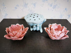 Pink Lotus Flower Candle Holder - Handmade Ceramic Lotus Tealight Candle Holders, Pink Lotus Candle Holders for Home Decoration, 1 Pack