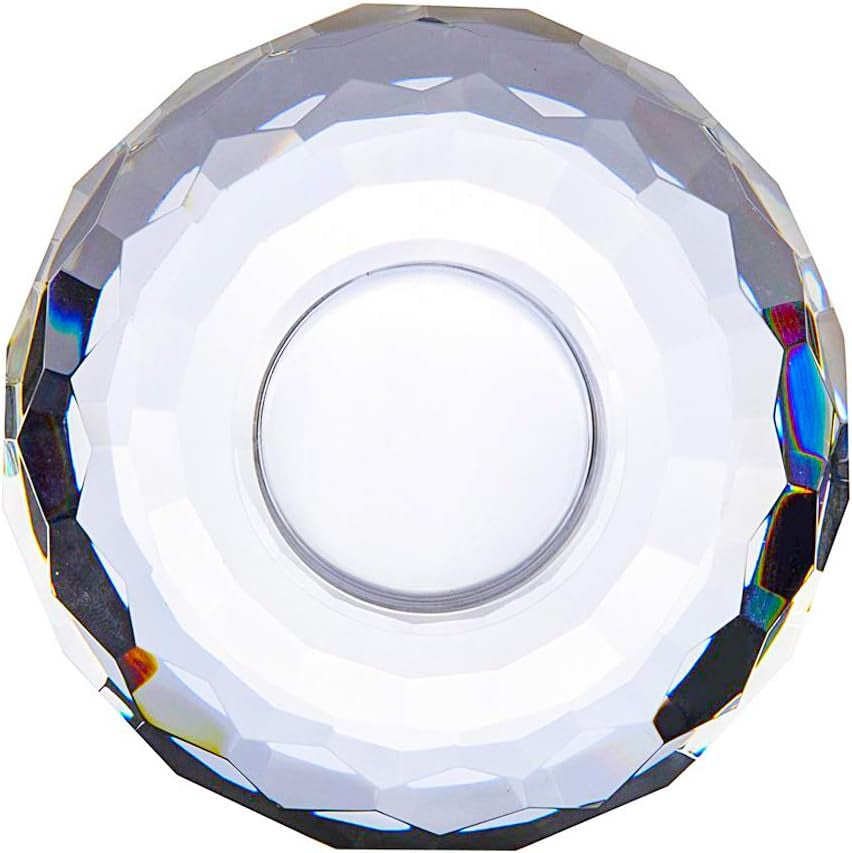 Crystal Tealight Candle Holders, Handmade Cut Crystal Candle Holder Banquet Decorations for Home 3.2" Diameter X 1.6" High Set of 2