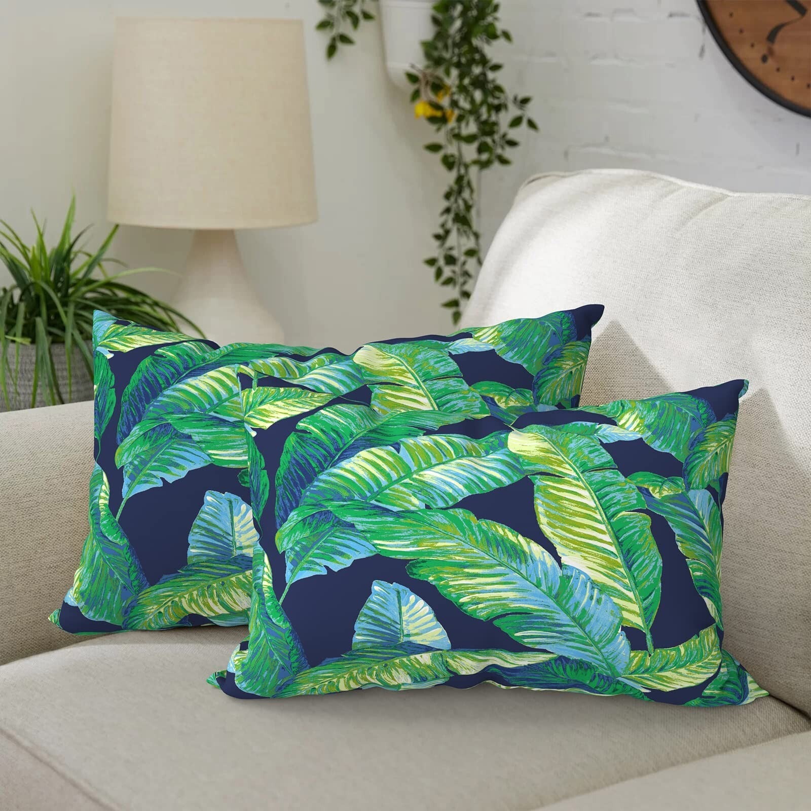 Pack of 2 Waterproof Outdoor Lumbar Pillow with Inserts, Rectangle Decorative...