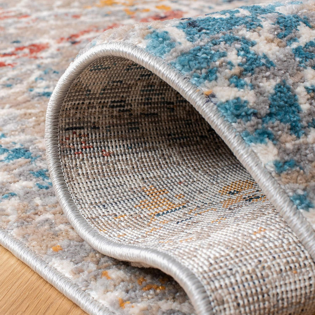 Madison Collection Area Rug - 5'3" X 7'6", Grey & Orange, Modern Abstract Design, Non-Shedding & Easy Care, Ideal for High Traffic Areas in Living Room, Bedroom (MAD494F)