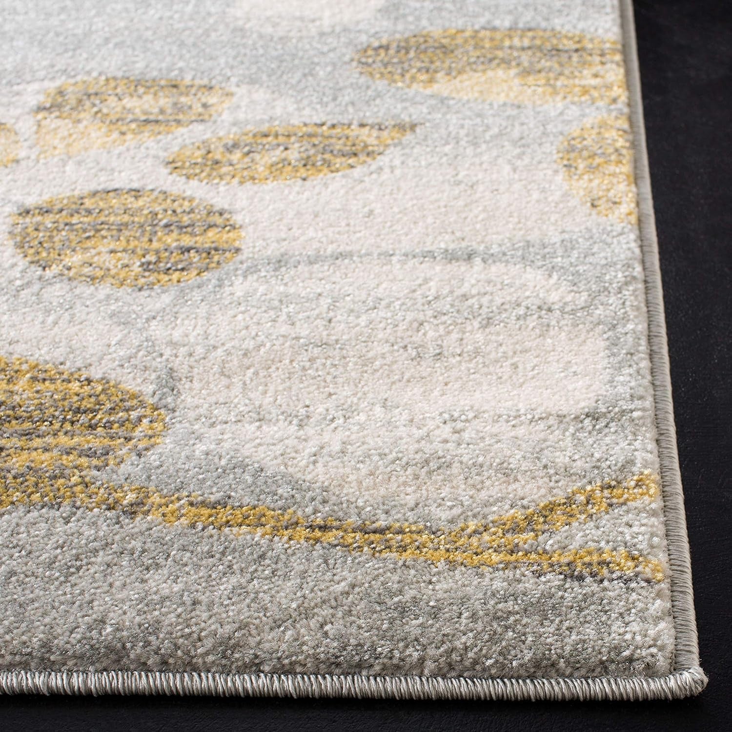 Evoke Collection 2'2" X 7' Grey / Gold EVK236P Floral Non-Shedding Living Room Entryway Foyer Hallway Bedroom Runner Rug