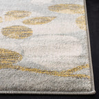 Evoke Collection 3' X 5' Grey / Gold EVK236P Floral Non-Shedding Living Room Bedroom Accent Rug