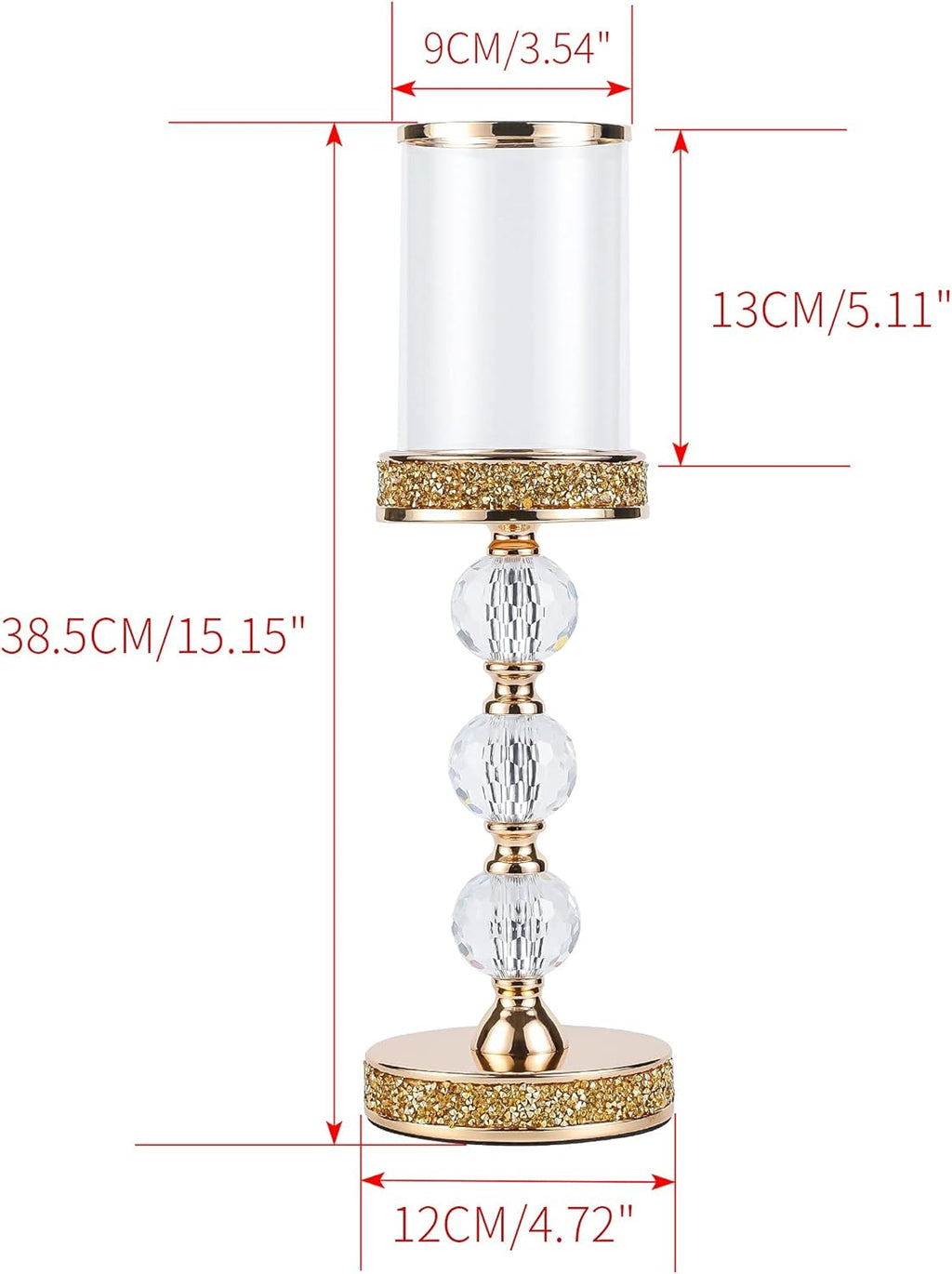 Hurricane Glass Candle Holders, Gold Pillar Candle Holders for Pillar Candle, Magnetic Glass Cover, Crystal Candlesticks Holder for Dining Coffee Table, Wedding,Events,Parties, Home Decor