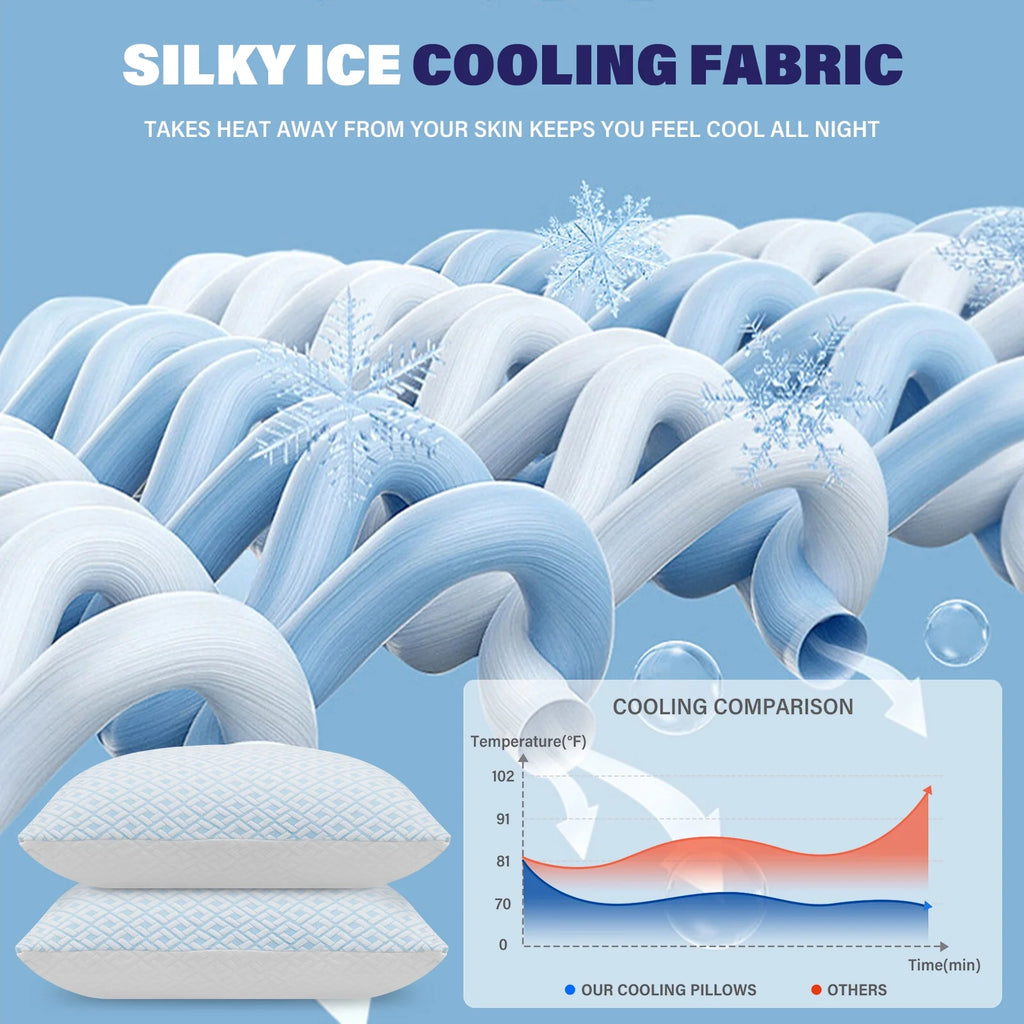 Shredded Memory Foam Pillows Cooling Pillows for Bed Sleeping Standard Size Set of 2 Pack