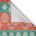 Hamsa Grommet Curtain, Bohemian Style Inspirational Boho Hamsa Hand Illustration Pattern Mandala Art, Decorative 2-Panel Window Drapes for Bedroom Living Room, 50" X 54", Coral Teal