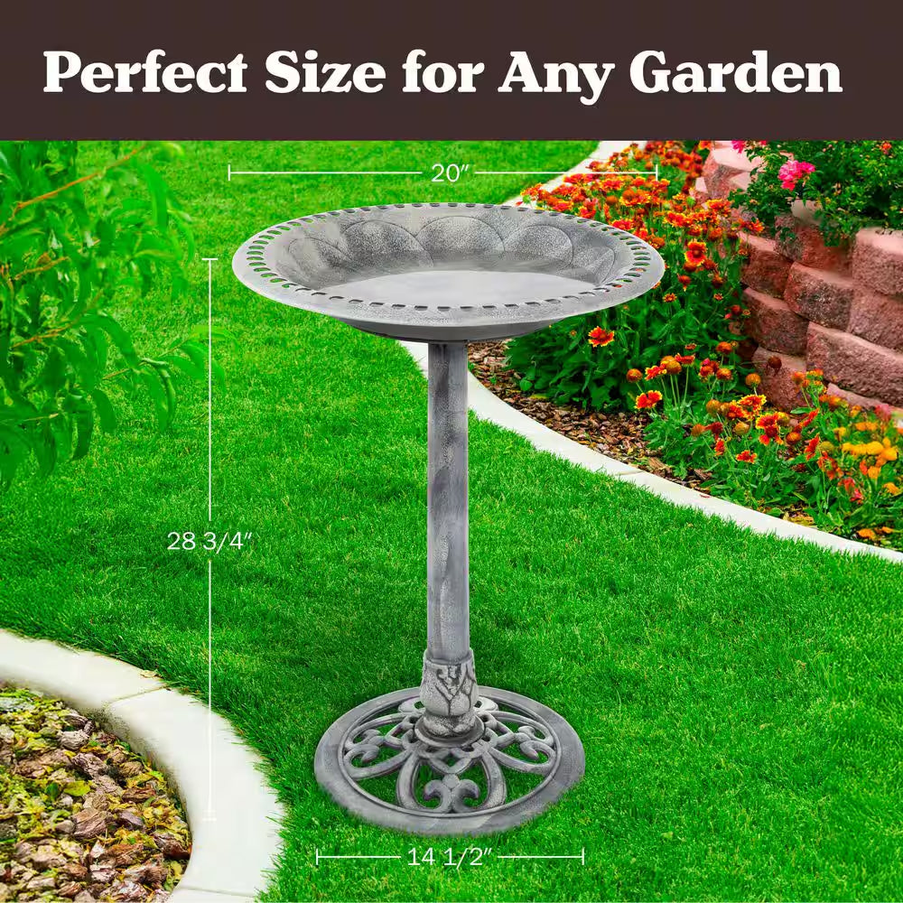 Weather Resistant Antique Bird Bath in Gray