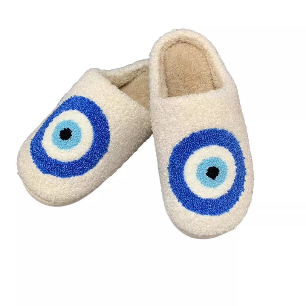 Slippers Womens Retro Evil Eye Hamsa 5-6 Blue