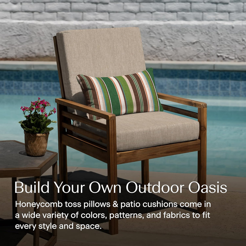 Outdoor Lumbar Pillow 2-Pack, 22 X 12, Stripe Pine Green Throw Pillows for Patio Furniture