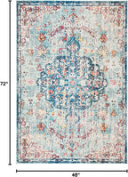 Madison Collection Accent Rug - 4' X 6', Navy & Light Blue, Medallion Distressed Design, Non-Shedding & Easy Care, Ideal for High Traffic Areas in Entryway, Living Room, Bedroom (MAD447K)