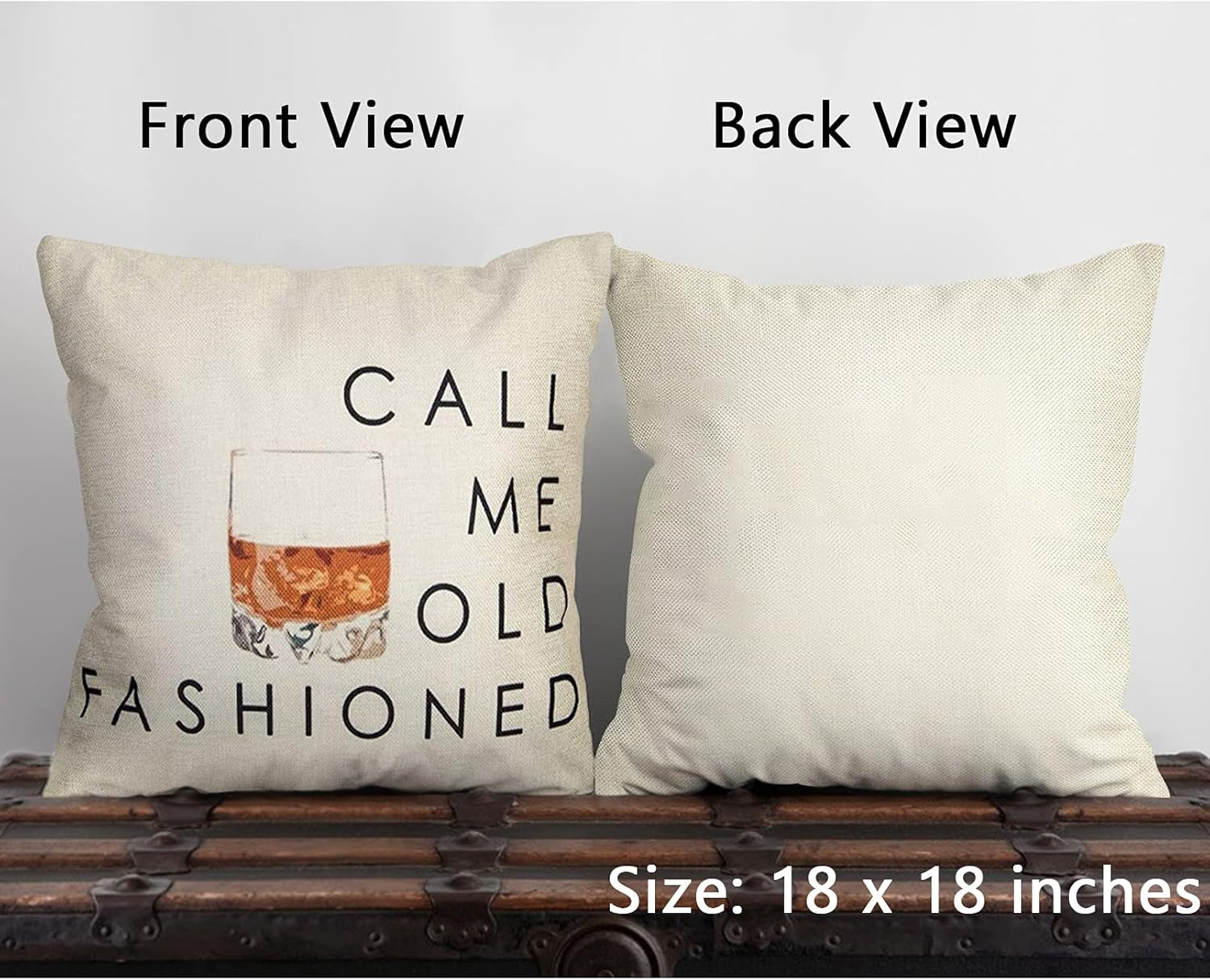 Funny Quote Saying Call Me Old Fashioned Throw Pillow Cover Red Christmas Sign Winter Holiday Decor Cushion Case Decorative for Sofa Couch 18" X 18" Inch Cotton Linen