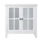 OS Home and Office White Glass Door Accent and Display Cabinet