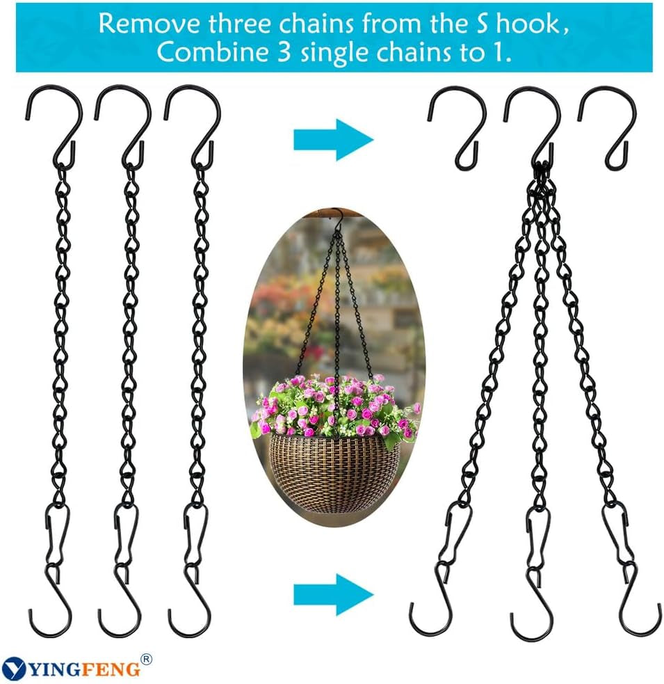 10 Pack 9.5 Inch Black Hanging Chains, Garden Plant Hangers for Hanging Bird Feeders, Billboards, Chalkboards, Basket, Planters, Lanterns, Wind Chimes and Decorative Ornaments Etc.