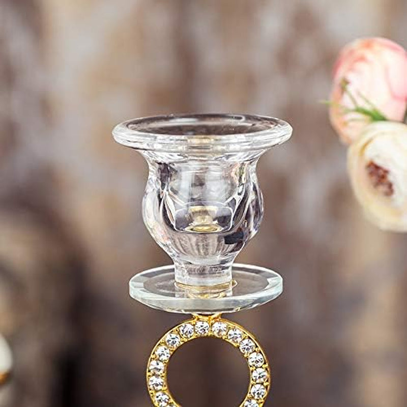 Clear K9 Crystal Taper Candle Holders, Candle Holder for Taper Candle,Taper Candlestick Holders for Coffee Dining Table, Wedding,Christmas,Home Decoration, Set of 2