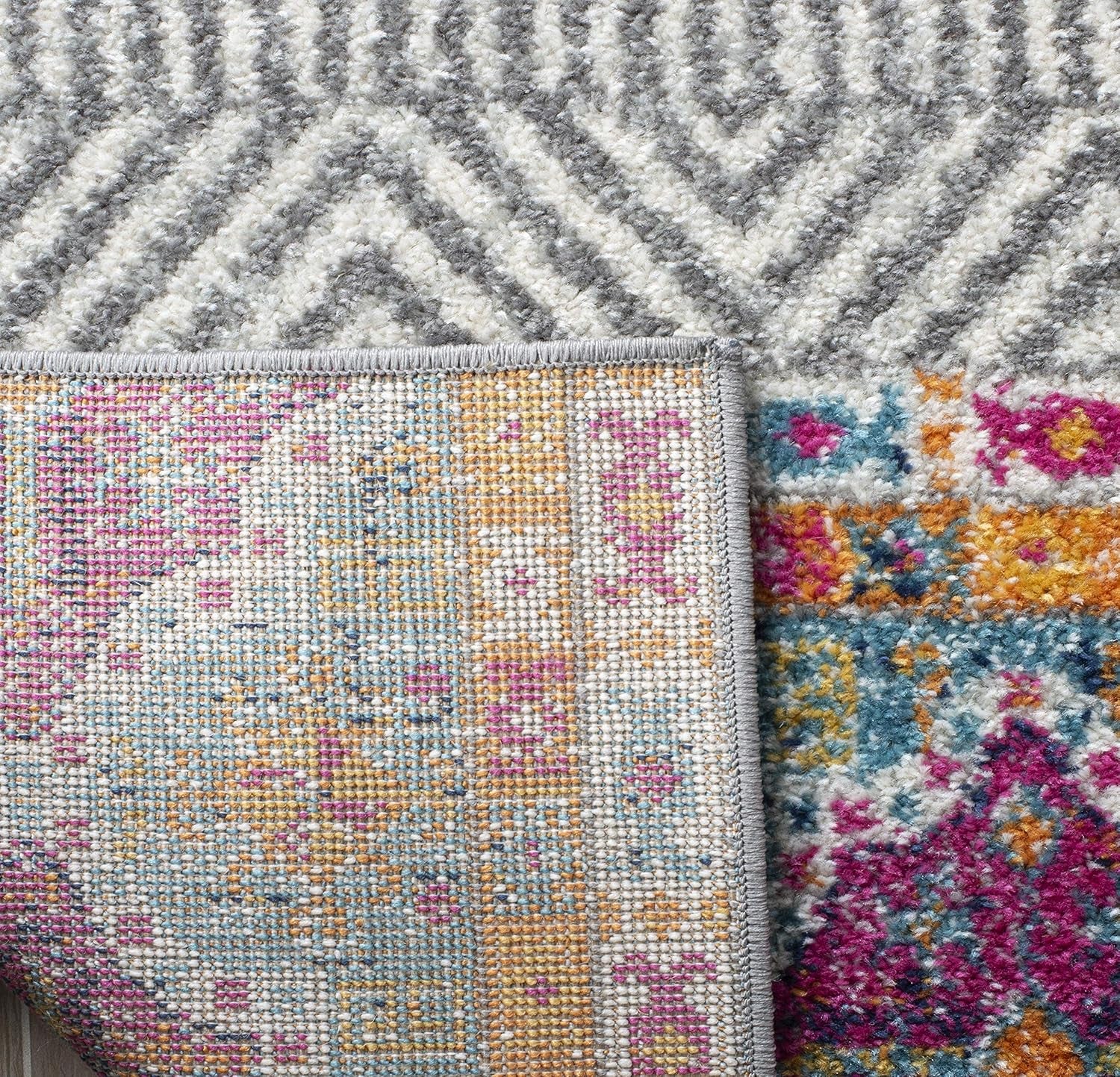 Madison Collection 9' X 12' Greyivory MAD797F Boho Chic Non-Shedding Living Room Bedroom Dining Home Office Area Rug